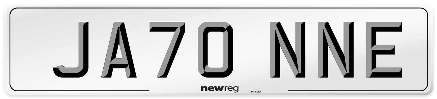 JA70 NNE Number Plate from New Reg
